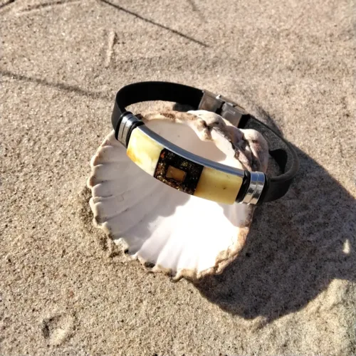 Natūralaus Baltijos gintaro apyrankė „Auksinė banga“