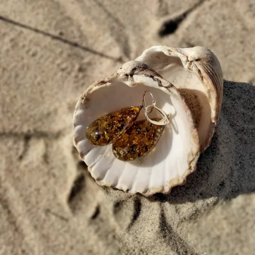 Natūralaus Baltijos gintaro auskarai „Miško šiluma“